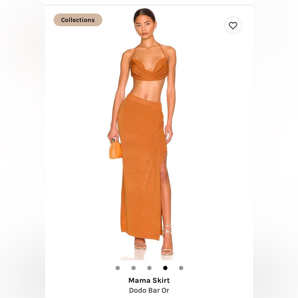 Orange metallic maxi skirt